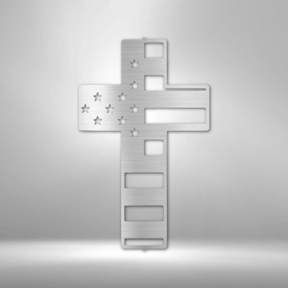 Scripture Sign Flag Cross Steel Sign Laser Cut Powder Coated Home & Office Meta